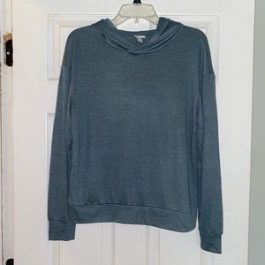 Teal A•Day long sleeve sweater with hood